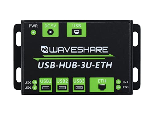 Waveshare Industrial Grade Multifunctional USB HUB Extending 3X USB Ports + 100M Ethernet Port Suitable for Industrial/Office Environments Requiring Higher Level Device and Network Connection von Waveshare