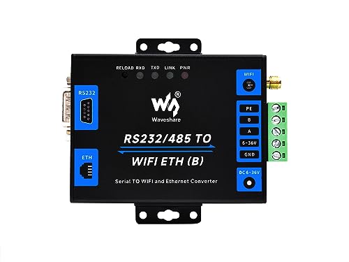 Waveshare Industrial Grade Serial Server RS232/485 to WiFi and Ethernet, Modbus Gateway, MQTT Gateway, Metal Case, Wail-Mount and Rail-Mount Support von Waveshare