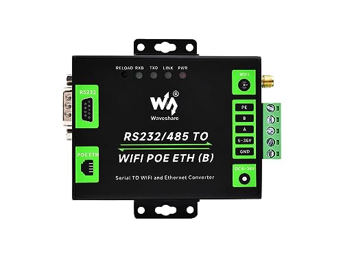 Waveshare Industrial Grade Serial Server RS232/485 to WiFi and Ethernet, Modbus Gateway, MQTT Gateway, Metal Case, Wail-Mount and Rail-Mount Support with POE Function von Waveshare