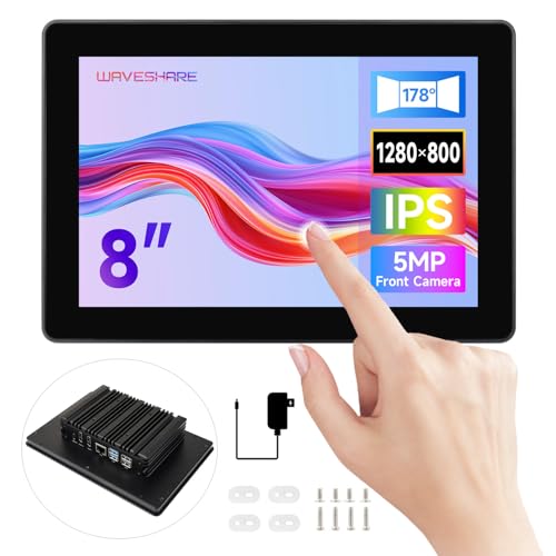 Waveshare Industrial HMI All-in-one 8inch Touch Display, Compatible with Raspberry Pi 5 (Included), Supports Dual 4K HDMI Output, 10-Point Touch, Aluminum Alloy Case, High-Efficiency Heat Dissipation von Waveshare