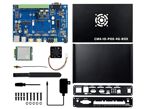 Waveshare Industrial IoT Mini-Computer Based On Raspberry Pi Compute Module 4 (Not Included) Waveshare CM4 Industrial IoT Board Inside PoE 5G/4G Metal Case with Cooling Fan von Waveshare