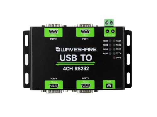 Waveshare Industrial Isolated USB to 4CH RS232 Converter (DB9 Male Interface), Adopts Original FT4232HL Chip, Features High-Speed&Stable Communication, Compatible with Mac/Linux/Android/Windows, etc von Waveshare