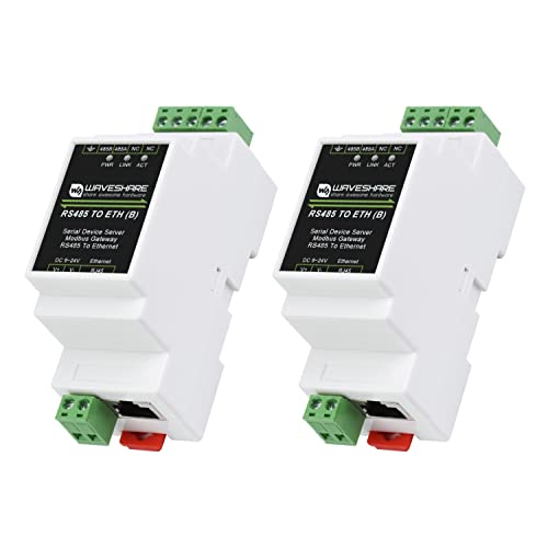 Waveshare Industrial Serial Server(2pcs), RS485 to RJ45 Ethernet, TCP/IP to Serial Module, Support Rail-Mount Modbus Gateway von Waveshare