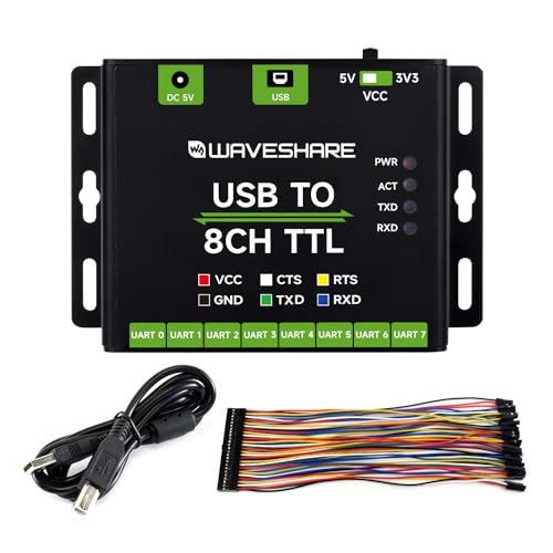 Waveshare Industrial USB to 8CH TTL Converter, USB to UART, Multi Protection Circuits, Multi Systems Support, USB to TTL Adapter von Waveshare