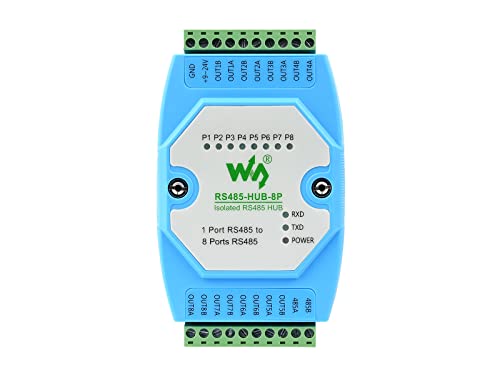 Waveshare Industrial-grade Isolated 8-ch RS485 Hub, Rail-mount, Wide Baud Rate Range, Supports RS485 Network Relay, Expansion, and Isolation Functions, for Data Acquisition, Internet of Things, etc von Waveshare