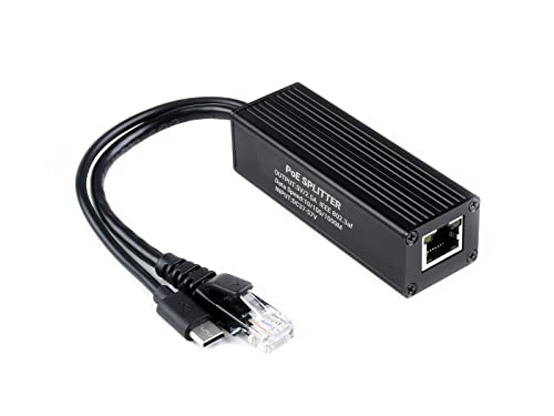 Waveshare Industrieller Gigabit PoE Splitter 5V 2.5A Typ-C Ausgang, IEEE 802.3af/at-konformer Power Over Ethernet Standard, Metallgehäuseschutz, für Raspberry Pi und Kleine Netzwerkgeräte von Waveshare