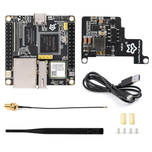 Waveshare Luck-Fox Nova Micro Development Board, Based On Rockchip RK3308B, 8GB eMMC, Integrated High-Performance Audio Codec, with Wireless, with PoE Module von Waveshare