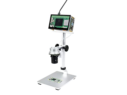 Waveshare Microscope Kit Compatible with Raspberry Pi,Support 12MP Visual Magnification, Microscope 4.3inch 800×480 IPS LCD Screen Bracket with PI4B-4GB von Waveshare