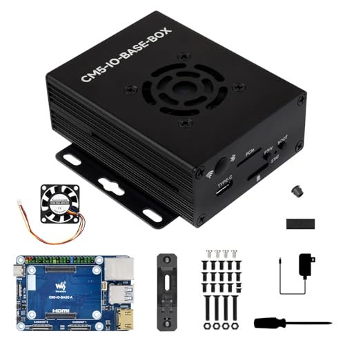 Waveshare Mini Base Board, Mini-WaComputer Designed for Raspberry Pi Compute Module 5 (NOT Included), Including Metal Case and Power Supply von Waveshare
