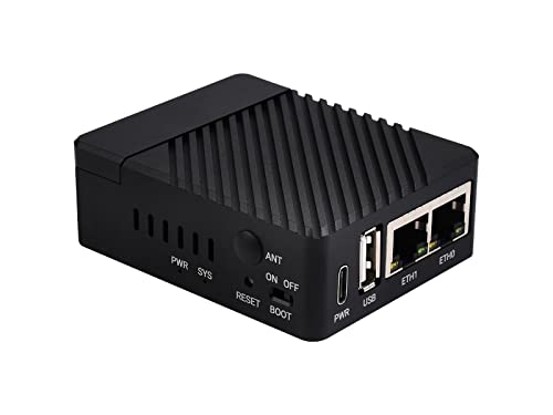 Waveshare Mini Dual Gigabit Ethernet Mini-Computer Kit Compatible with Raspberry Pi Compute Module 4 Suitable for Evaluating Equipped with Aluminum Alloy Case Rich Interfaces(CM4 is NOT Included) von Waveshare