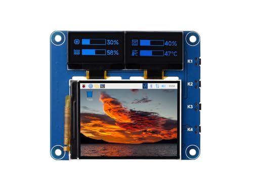 Waveshare OLED/LCD HAT for Raspberry Pi, Onboard 2inch IPS LCD Main Screen and Dual 0.96inch Blue OLED Secondary Screens, with 40PIN GPIO Header, Compatible with Raspberry Pi Series Boards von Waveshare