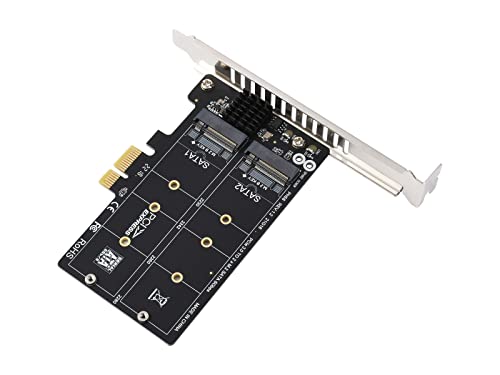 Waveshare PCIe X1 to 2-ch M.2 SATA 6Gbps Expander JMB-582 Control Chip Multiple Size Compatible Easily Speed Up and Expand Compatible with PCle X1/X4/X8/X16 Interface von Waveshare