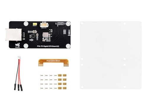 Waveshare PCIe to Gigabit ETH Board (C) for Raspberry Pi 5, Driver-Free, Plug and Play, Raspberry Pi 5 PCIe Adapter, with Transparent Acrylic Mounting Plate, Side-Mounting Solution von Waveshare