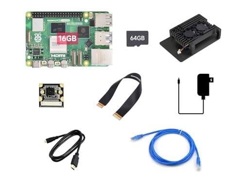Waveshare PI5-16GB Dual-Camera Kit B, with Pi5-16GB & Pi5-IMX219-120 Camera (with Cable) & Camera Kit Accessory Pack, BCM2712 Processor, 2.4GHz 4-Core 64-Bit Arm Cortex-A76 CPU, RP1 I/O Controller von Waveshare