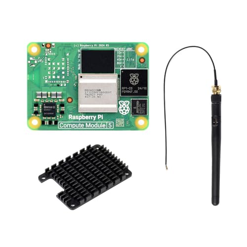 Waveshare Pi Compute Module 5 CM5016000 Package A, Deliver The Power of Raspberry Pi 5 In A Compact Form Factor, 16GB RAM, No Wireless&eMMC Flash(Lite), Comes with an Antenna and a Heatsink (3 Items) von Waveshare
