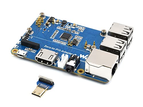 Waveshare Pi Zero 2 W auf Raspberry Pi 3 Model B/B+ Adapter, Alternative für Raspberry Pi 3 Model B/B+, Onboard 4-CH USB Port, 100M Ethernet Port, HDMI Port, USB Audio Kopfhörer Port usw. von Waveshare