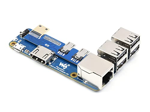 Waveshare Pi Zero auf Raspberry Pi 3 Model B/B+ Adapter, Onboard 4-CH USB Port, 100M Ethernet Port und HDMI Port, Alternative für Raspberry Pi 3B/B+, Unterstützt Pi Zero und Pi Zero 2W von Waveshare