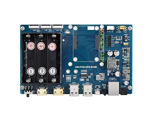 Waveshare PoE UPS Uninterruptible Power Supply Base Board for Raspberry Pi Compute Module 4 with Gigabit Ethernet/Dual HDMI/Quad USB2.0 Interfaces von Waveshare