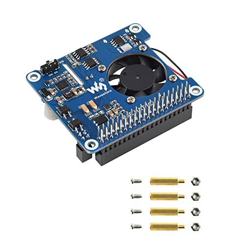 Waveshare Power Over Ethernet PoE HAT für Raspberry Pi 4 B /3B+, IEEE 802.3af/at PoE Netzwerk Standard, 5V USB-A und 12V Header Ausgänge, Onboard Lüfter und MP8676 Buck Chip von Waveshare