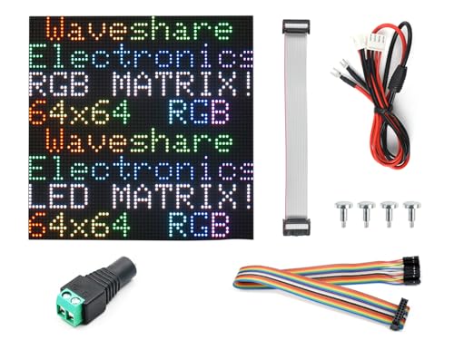 Waveshare RGB Full-Color LED Matrix Panel 2mm Pitch 64x64 Pixels Adjustable Brightness Compatible with Raspberry Pi/Raspberry Pi Pico / ESP32 / Arduino von Waveshare