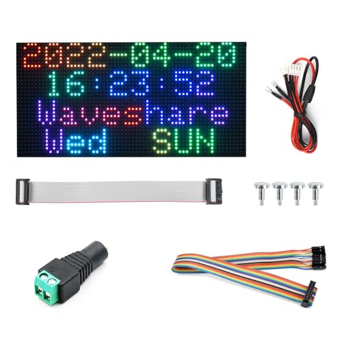 Waveshare RGB Full-Color LED Matrix Panel 4mm Pitch 64×32 Pixels 2048 Individual RGB LEDs Adjustable Brightness Compatible with Raspberry Pi von Waveshare