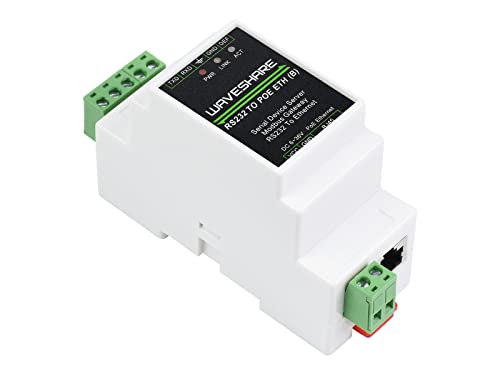 Waveshare RS232 to RJ45 Ethernet Converter Module,with POE Function,Industrial Rail-Mount Serial Server,TCP/IP to Serial Module,300~115200 BPS Baudrate,10 / 100M Auto-Negotiation RJ45 Connector von Waveshare
