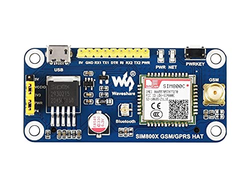Waveshare SIM800C GSM/GPRS HAT, 2G Communication Data Transmission, Compatible with Raspberry Pi 4B/3B+/3A+/3B/2B/1B+/1A+/Zero 2 W/Zero W/Zero/Jetson Nano von Waveshare