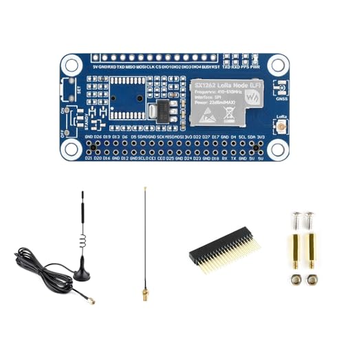 Waveshare SX1262 433/470M LoRaWAN Node Module for Raspberry Pi, with Sucker Antenna, Higher Power Efficiency, Longer Transmission Distance, Suitable for LF Band, for LoRaWAN Networks Building von Waveshare