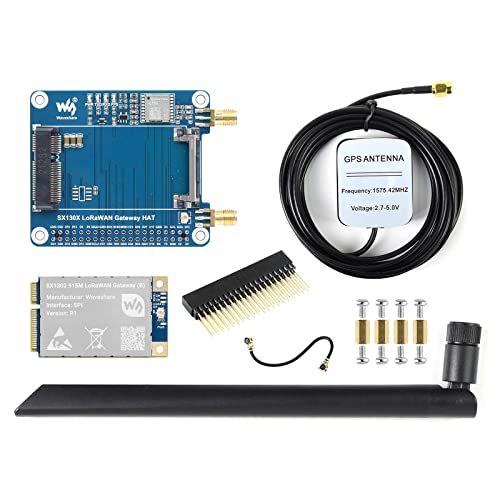Waveshare SX1302 915M LoRaWAN Gateway HAT Compatible with Raspberry Pi with L76K Module Standard Mini-PCIe Socket, Long Range Transmission, Large Capacity, Multi-Band Support von Waveshare