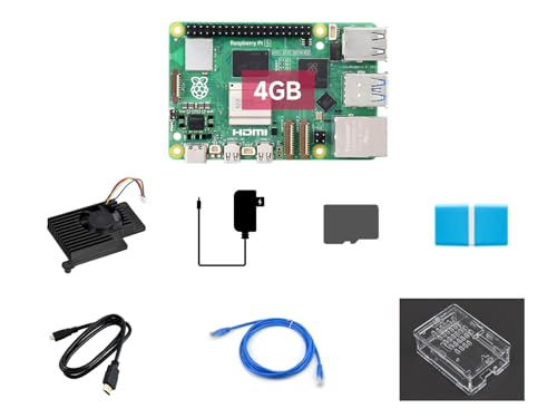 Waveshare Starter Kit, Compatible with Raspberry Pi 5, Bundle with Raspberry Pi 5 4GB, 64GB TF Card, Cooler, Case, Ethernet Cable and so on (8 Items) von Waveshare