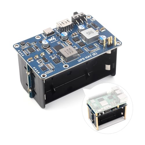 Waveshare UPS HAT (E) for Raspberry Pi 5/4B/3B+, Supports 4× 21700 Li Batteries (NOT Included), Bi-Directional Fast Charging, 5V 6A Output, Pogo Pins Connector von Waveshare