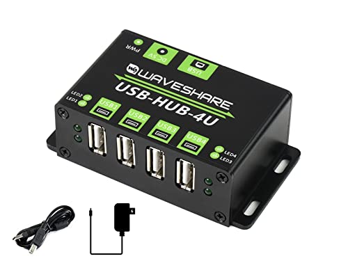 Waveshare USB 2.0 HUB 4 Port, Integrierter Industriequalität HUB Chip, bis zu 480 MBit/s Datenrate, mit ESD-Schutz und Mehreren Schutzschaltungen, Unterstützung Mehrerer Betriebssysteme, Plug & Play von Waveshare