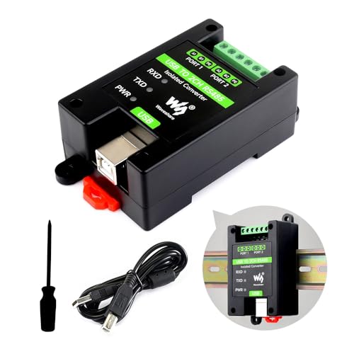 Waveshare USB to 2CH RS485 Industrial Grade Isolated Converter, Onboard Original FT2232HL Chip, USB to RS485 Adapter, Multiple Protection Circuits, Wall-Mount and Rail-Mount Support von Waveshare