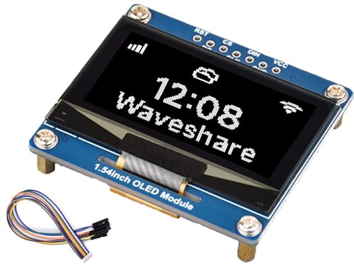 waveshare 1,54 Zoll OLED-Display-Modul, 128 × 64 Auflösung, kompatibel mit Raspberry Pi/forArduino/STM32/ESP32/Jetson Nano, etc. SSD1309 Treiberchip, SPI / I2C Kommunikation, weißes Display Farbe von Waveshare