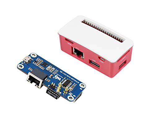 waveshare Ethernet/USB HUB HAT B with Box ABS Case for Raspberry Pi Zero/Zero W/2W/Zero WH/2 WH,PC,with 1 RJ45 10/100M Ethernet Port, 3 USB Ports Compatible with USB 2.0/1.1 von Waveshare