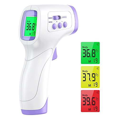 Wawech Baby Fieberthermometer kontaktlos digital Infrarot Stirnthermometer 3 in 1 Stirn Thermometer innen ausen für Erwachsene Kinder mit LCD Anzeige,99 Speicherberuf, Fieberalarm von Wawech