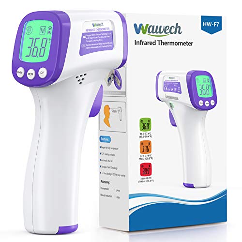 Wawech Digitales kontaktloses Fieberthermometer für Babys, Infrarot Stirnthermometer für Erwachsene und Kinder, schnelle und genaue Messung, Fieberalarm, Speicherfunktion von Wawech