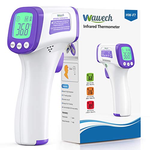 Wawech Digitales kontaktloses Fieberthermometer für Babys, Infrarot Stirnthermometer für Erwachsene und Kinder, schnelle und genaue Messung, Fieberalarm, Speicherfunktion Wawech Digitales kontaktloses Fieberthermometer für Babys, Infrarot Stirnthermometer für Erwachsene und Kinder, schnelle und genaue Messung, Fieberalarm, Speicherfunktion von Wawech