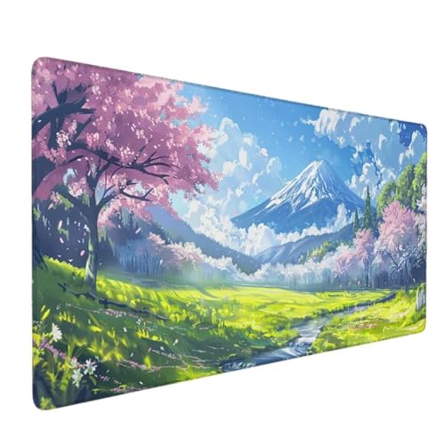 Mauspad, Schreibtischunterlage Multifunktionale große Unterlage, Erweiterte Mausmatte, Anti-Rutsch-Gummiboden, Spritzwassergeschützt, Langlebig Ergonomisches 800 x 300 x 3mm (GrüN, Landschaft) F-3 von Waxonle