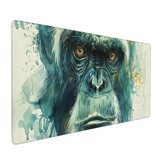 Mauspad XXL – 600x300x3mm Gaming Mousepad – rutschfest und Wasserdicht – Vernähte Kanten Mouse Pad Verbessert Geschwindigkeit und Präzision, Mausmatte für PC, Büro, Computer – (GrüN, Schimpansen) 1-1 von Waxonle