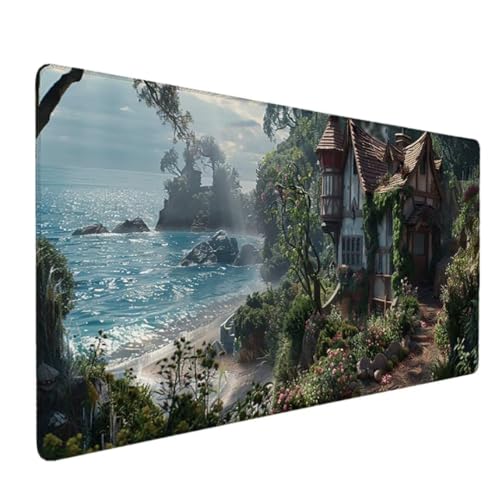 Mauspad XXL 600x300x3mm - Schreibtischunterlage Gross Gaming Mauspad - Mousepad XXL Gaming und Office - Schreibtisch Unterlage - Ergonomisches Mauspad für Damen, Herren, Laptops (GrüN, Baumhaus) 6-C von Waxonle