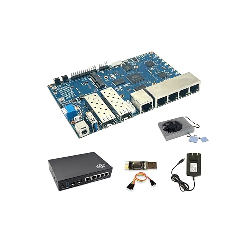 Banana Pi BPI-R3 Wi-Fi 6 OpenSource Wireless Dual-Band OpenWRT Router Board mit MediaTek MT7986 (Filogic 830), unterstützt 5X GbE und 2X 2,5 GbE SFP (Bundle2-BPI R3+Fall) von WayPonDEV