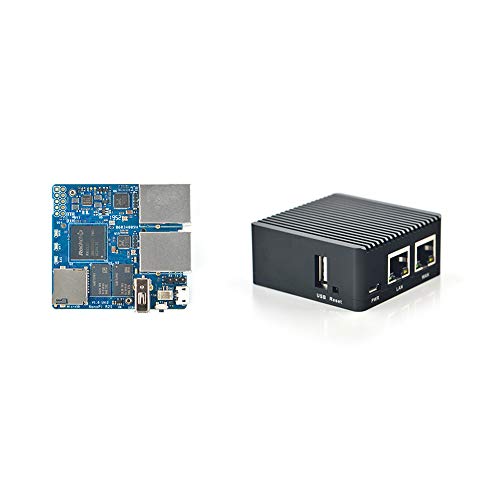 FriendlyElc NanoPi R2S Open Source Mini Router mit Dual-Gbps Ethernet Ports 1GB DDR4 basierend auf RK3328 Soc für IOT NAS Smart Home Gateway, Bundle mit CNC Metallgehäuse von WayPonDEV