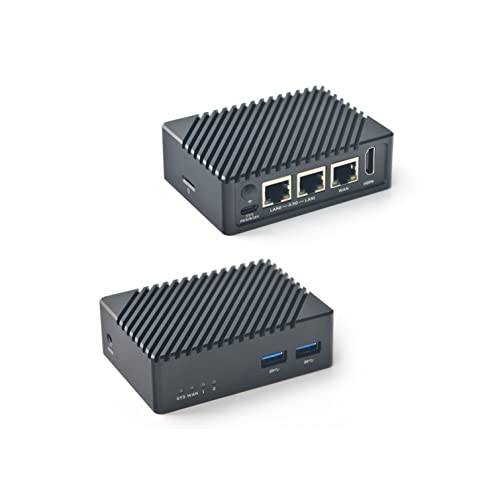 FriendlyElec Nanopi R5S Mini-Router OpenWRT mit DREI Gbit/s Ethernet-Ports LPDDR4X 4 GB RAM Basierend auf RK3568 Soc für IOT NAS Smart Home Gateway Unterstützung Linux Ubuntu (mit CNC-Metallgehäuse) von WayPonDEV