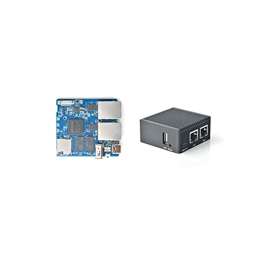 NanoPi R2C Plus Mini-WLAN-Router mit Dual-Gbit/s-Ethernet-Ports 1 GB DDR4-RAM Basierend auf RK3328 Soc für IOT NAS Smart Home Gateway-Unterstützung Docker OpenWrt Ubuntu-Core (mit CNC-Metallgehäuse) von WayPonDEV