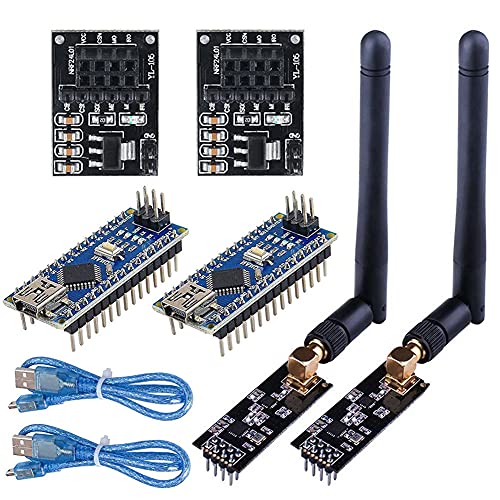 WayinTop 2Set RF Wireless Transceiver Empfänger mit Tutorial, NRF24L01+PA+LNA Wireless Module mit SMA Antenne 2.4 GHz 1100m + NRF24L01 Spannungsregler + Entwicklungsausschuss von WayinTop