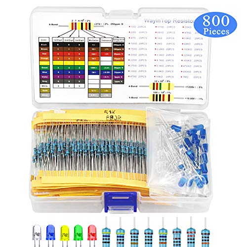 WayinTop 5mm LED Diode & Widerstände Sortiment Kit für Arduino, 600 Stücke Widerstände von 10 Ohm bis 1 MOhm mit 30 Werten + 200 Stücke 5mm LED Leuchtdiode mit 5 Farben Weiß Rot Blau Grün Gelb WayinTop 5mm LED Diode & Widerstände Sortiment Kit für Arduino, 600 Stücke Widerstände von 10 Ohm bis 1 MOhm mit 30 Werten + 200 Stücke 5mm LED Leuchtdiode mit 5 Farben Weiß Rot Blau Grün Gelb von WayinTop