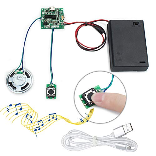 WayinTop MP3 Sound-Chip Modul Beschreibbares Programmierbare Musik Soundmodul 8 MB USB Herunterladbar Aufladbarer mit AA Batteriebox und Micro USB Kabel für DIY Geschenk von WayinTop