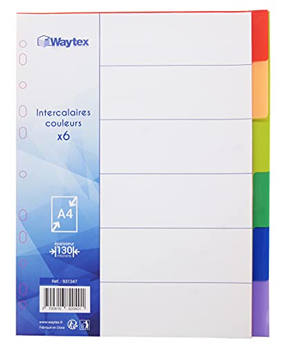 WAYTEX 931347 Register A4, 6 Tasten, neutral, Polypropylen, lebendige Farben, mit Indexen von Waytex