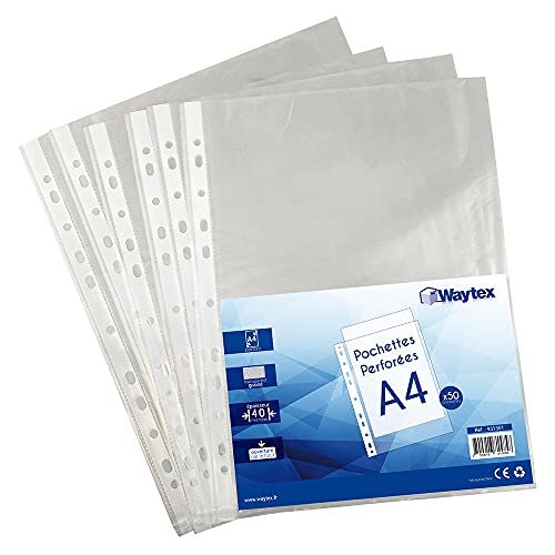 WAYTEX Dokumententasche A4, transparent genarbt, 40 Mikron, 50 Stück von Waytex